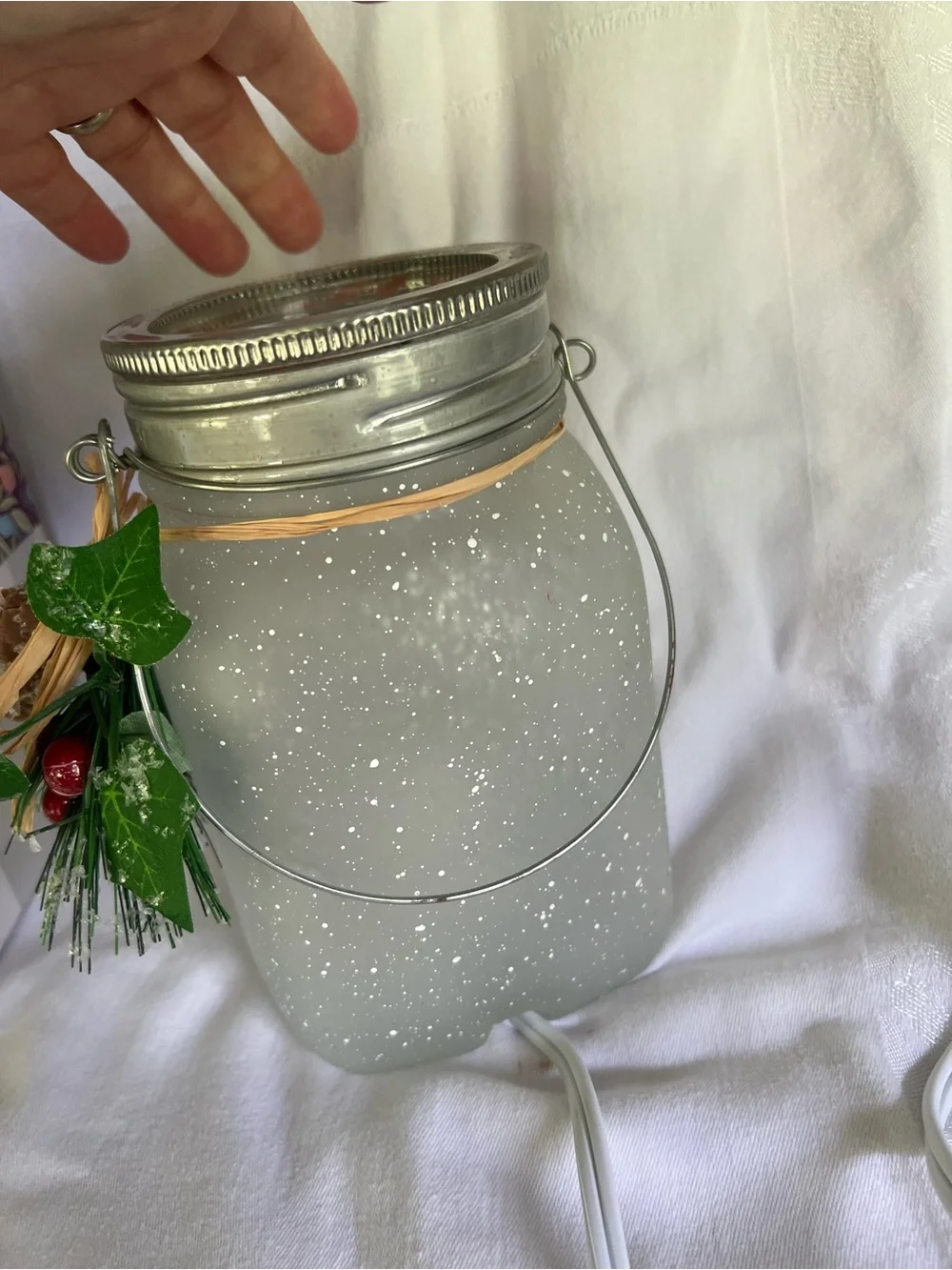 Scentsy Gray Frosted 'Tis the Season Mason Jar Warmer